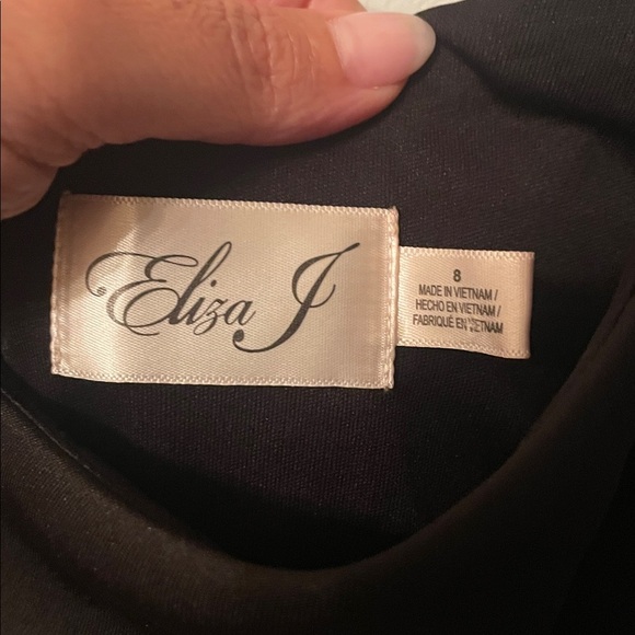 Eliza J Size 8 Elegant Black One-Shoulder Dress with Bow - Picture 2 of 8